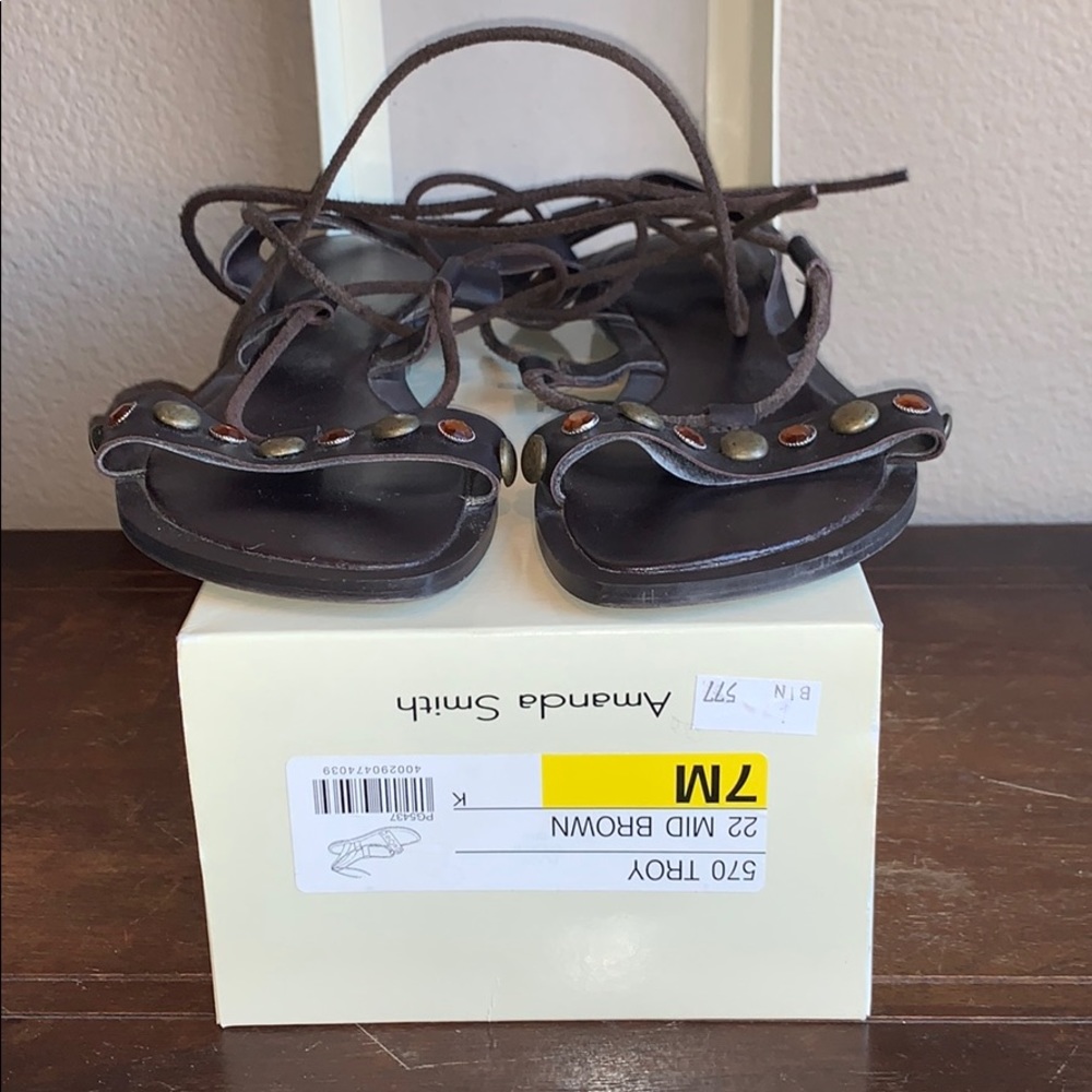 Amanda Smith Dark Brown Leather Gladiator Sandals *2 for $5* - Picture 3 of 12